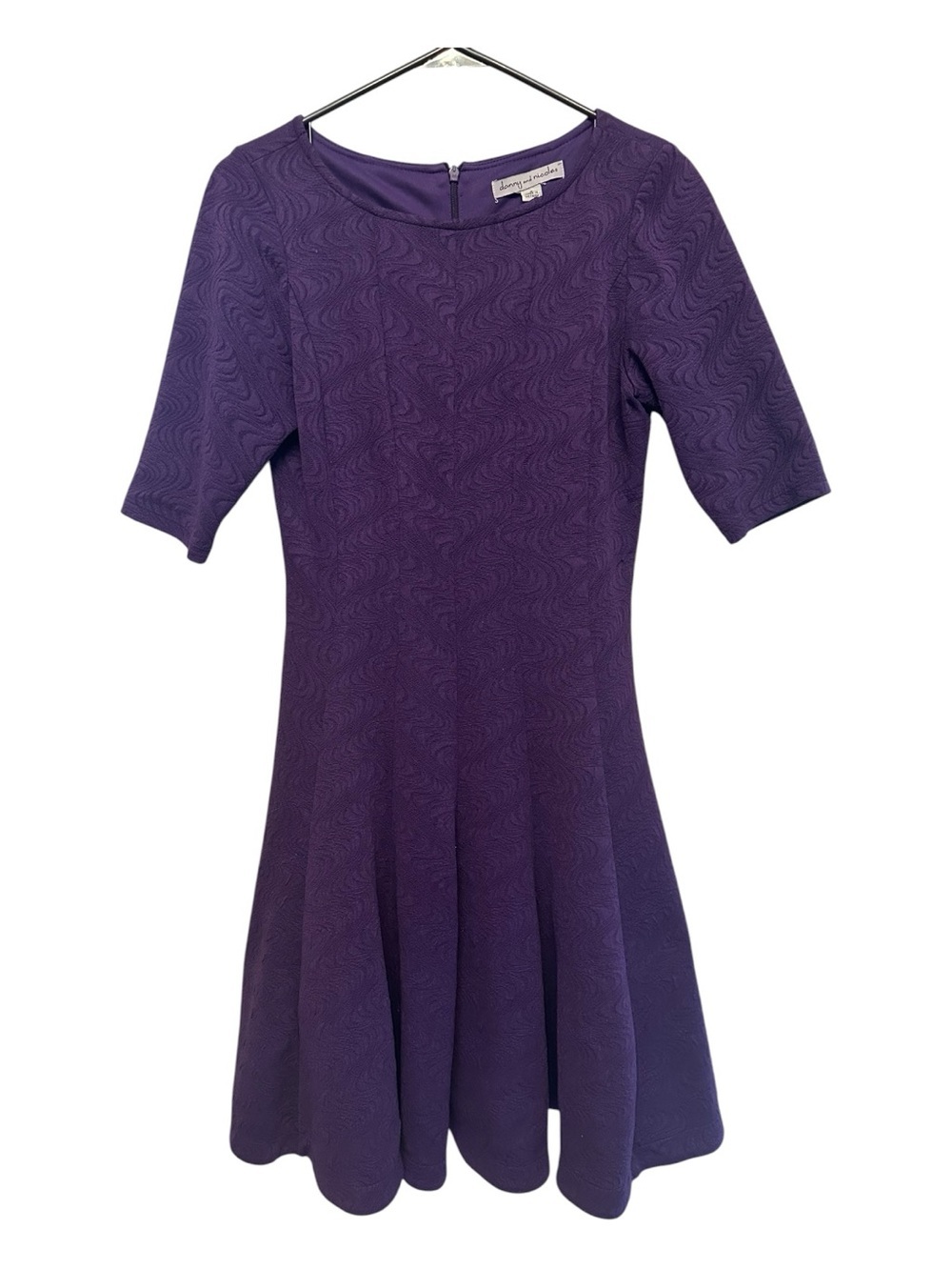 Danny & Nicole Purple Textured Fit-and-Flare Midi Dress Size 4